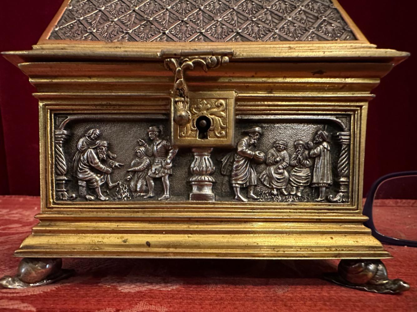 1 Gothic - Style Reliquary Gothic Style Silver And Gilt Ecclesiastical Box