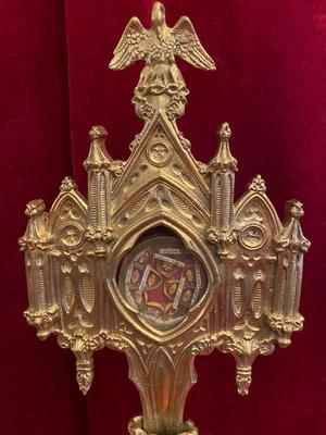 Reliquary - Relic style Gothic - Style en Bronze / Glass / Wax Seal, France 19th century ( anno 1875 )