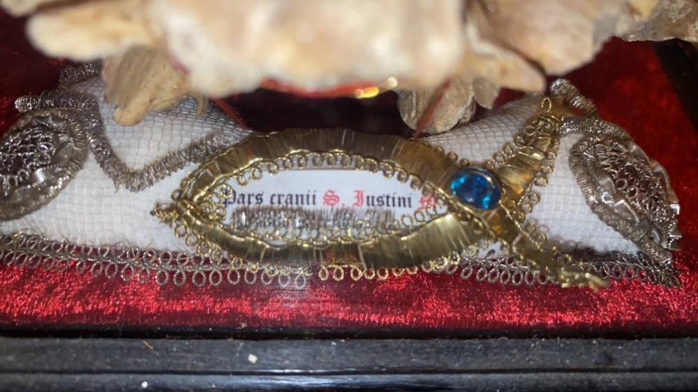 1 Gothic - style Reliquary - Relic Capite ( Pars Of Skull ) St. Justini