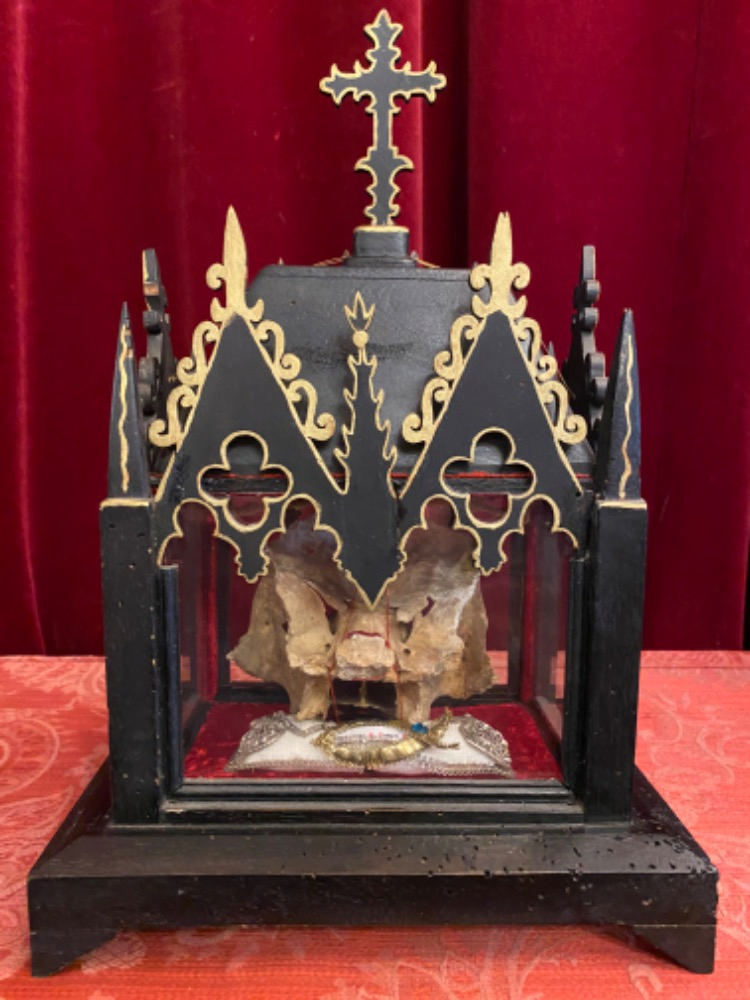 1 Gothic - style Reliquary - Relic Capite ( Pars Of Skull ) St. Justini