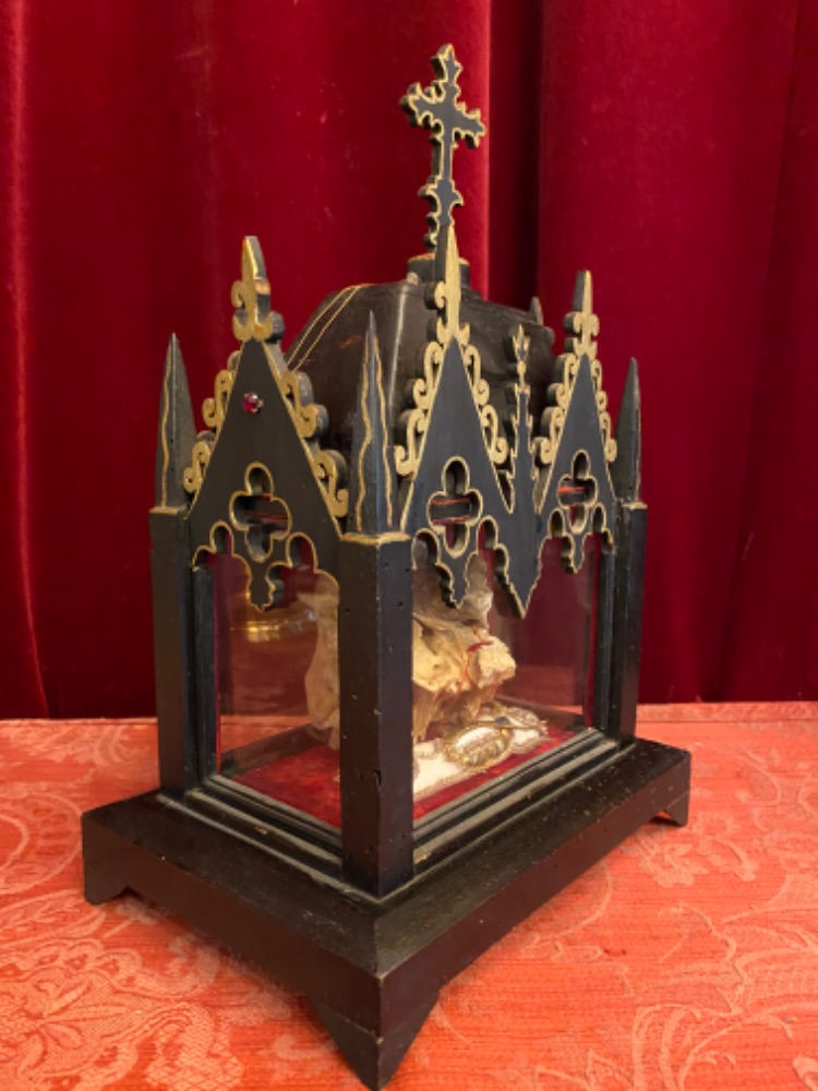1 Gothic - style Reliquary - Relic Capite ( Pars Of Skull ) St. Justini