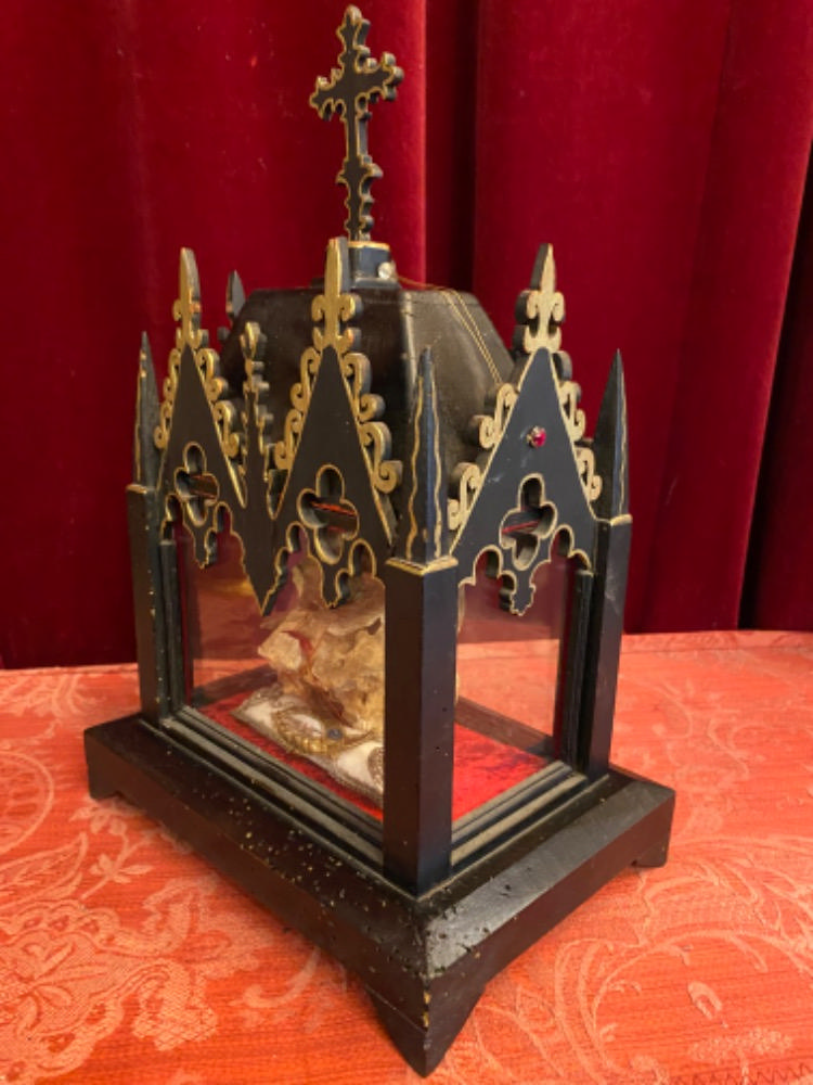 1 Gothic - style Reliquary - Relic Capite ( Pars Of Skull ) St. Justini
