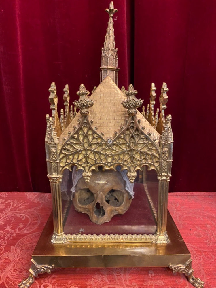 1 Gothic - style Reliquary - Relic Caput ( Skull ) St. Ar.....Drine V.M.