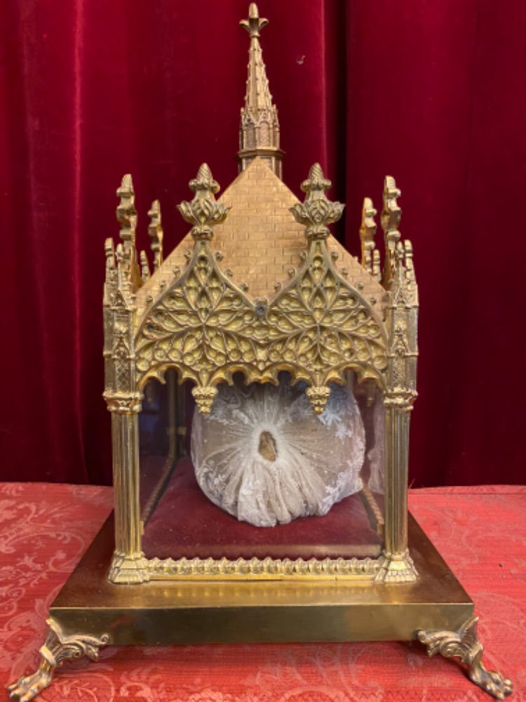 1 Gothic - style Reliquary - Relic Caput ( Skull ) St. Ar.....Drine V.M.