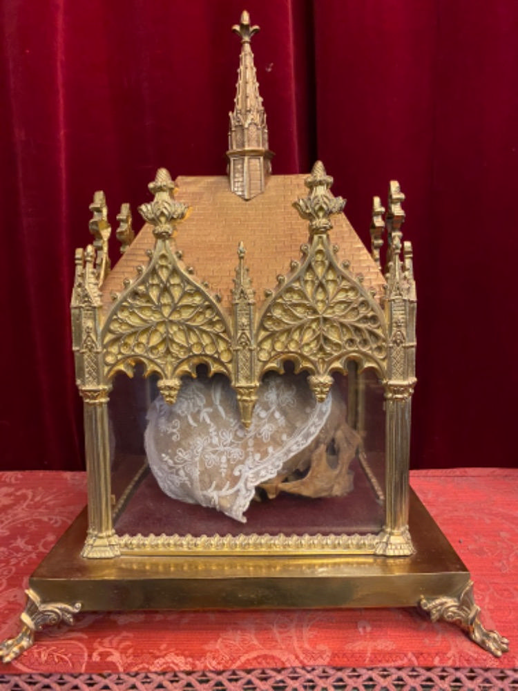 1 Gothic - style Reliquary - Relic Caput ( Skull ) St. Ar.....Drine V.M.