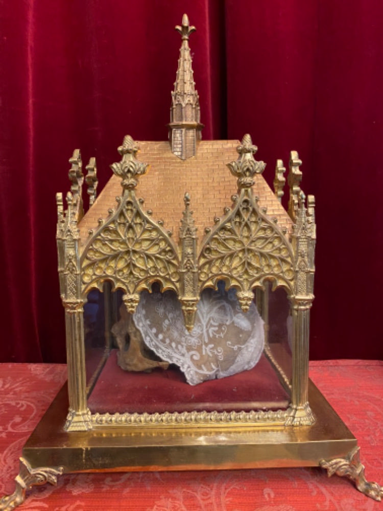 1 Gothic - style Reliquary - Relic Caput ( Skull ) St. Ar.....Drine V.M.