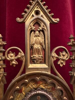 Reliquary - Relic Ex Ossibus St. Theresia style Gothic - Style en Bronze / Glass, Belgium  19 th century