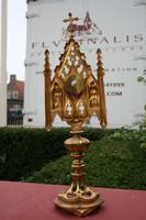 Reliquary. Relic Of St. Vincentius A Paulo. style Gothic - style en Bronze / Gilt, France 19th century