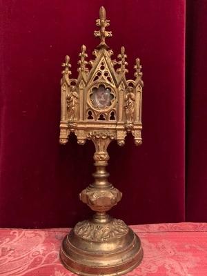 Reliquary Relic Of The True Cross style Gothic - style en Bronze / Gilt, France 19th century ( anno 1875 )