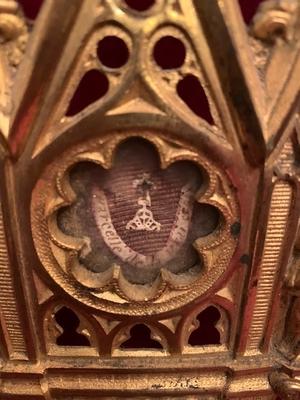 Reliquary Relic Of The True Cross style Gothic - style en Bronze / Gilt, France 19th century ( anno 1875 )