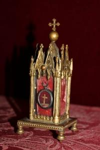 Reliquary - Relic Of The True Cross style Gothic - style en Bronze / Gilt, France 19th century