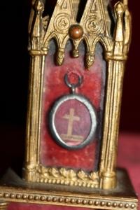 Reliquary - Relic Of The True Cross style Gothic - style en Bronze / Gilt, France 19th century