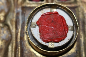 Reliquary. Relic Of The True Cross With Original Documentation. style Gothic - style en Bronze / Gilt, France 19th century