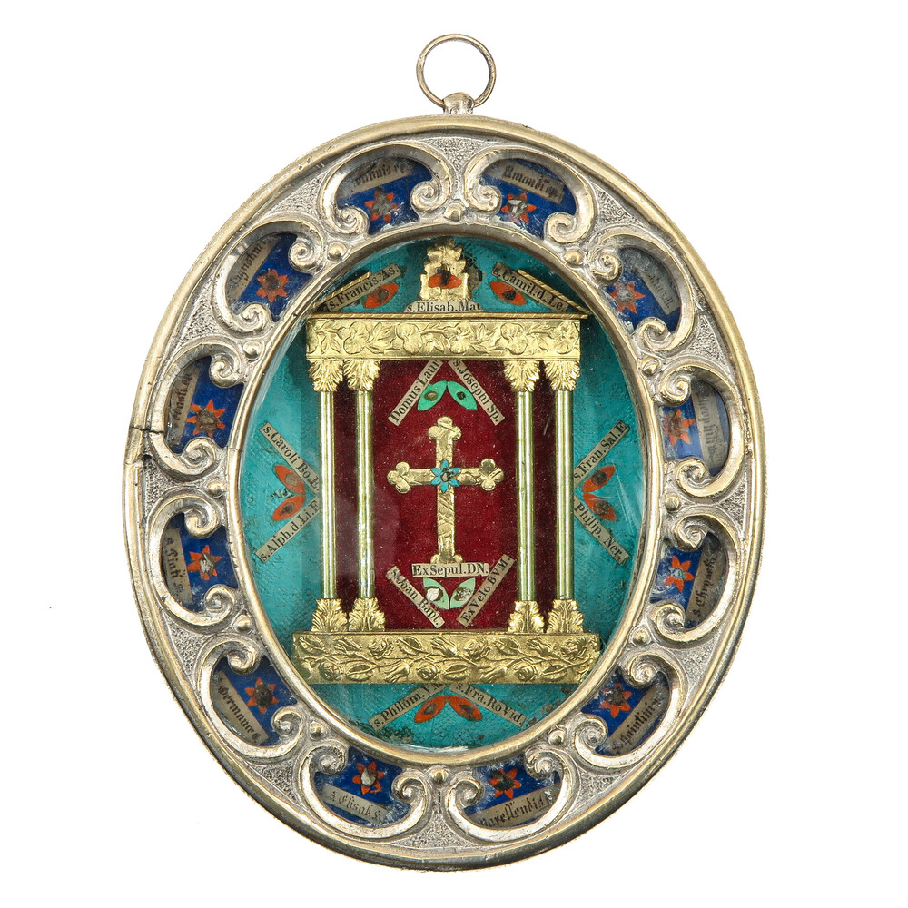 1 Gothic - Style Reliquary - Relic True Cross & 12 Apostles