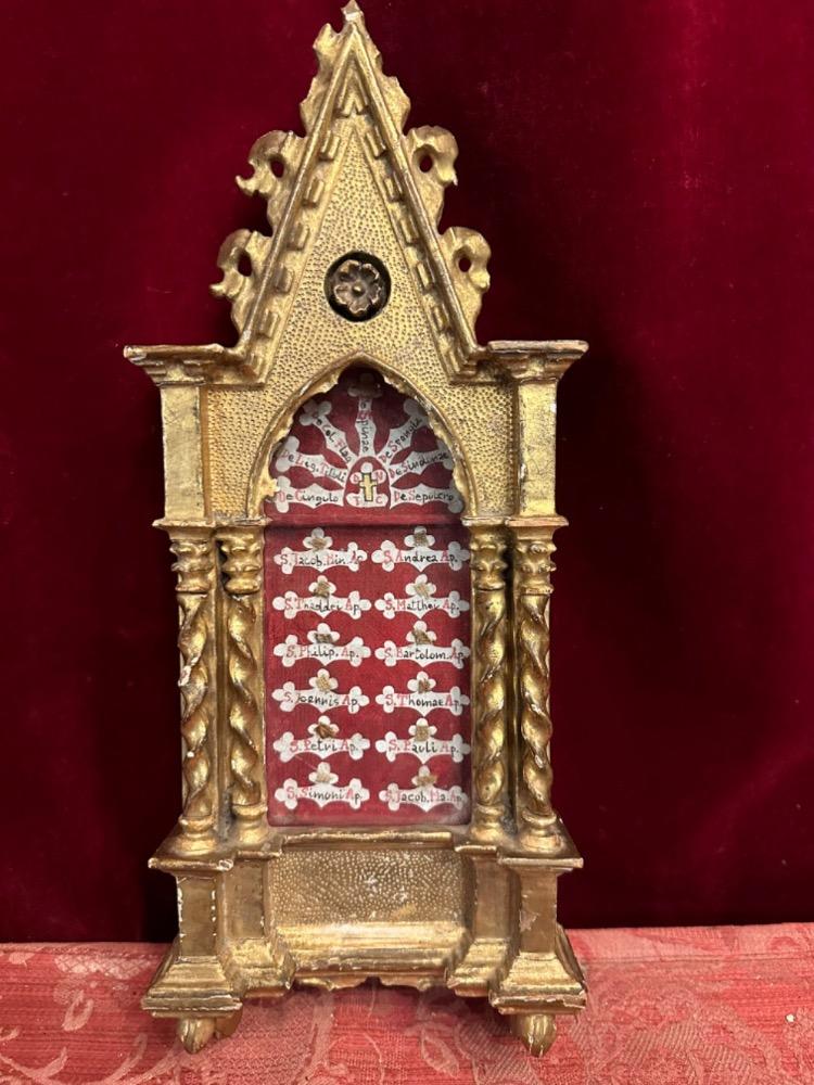 1 Gothic - Style Reliquary - Relic True Cross / S. Crucis & 12 Apostles