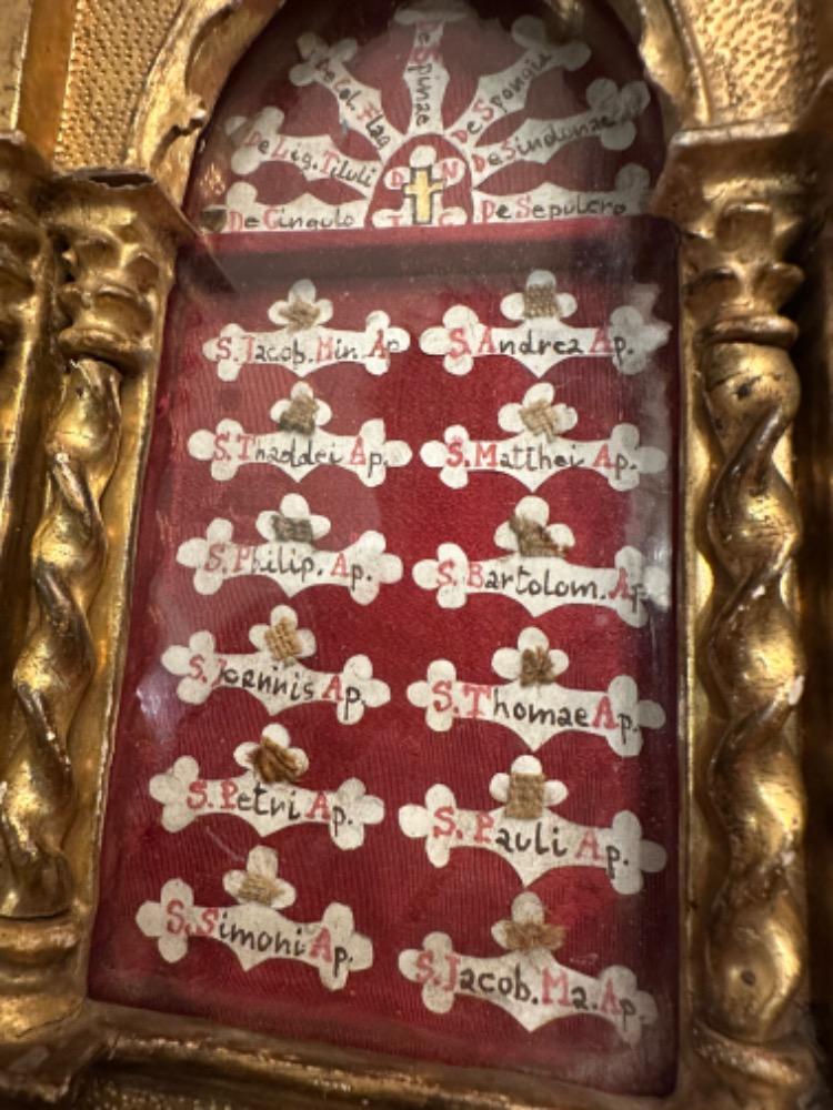 1 Gothic - Style Reliquary - Relic True Cross / S. Crucis & 12 Apostles