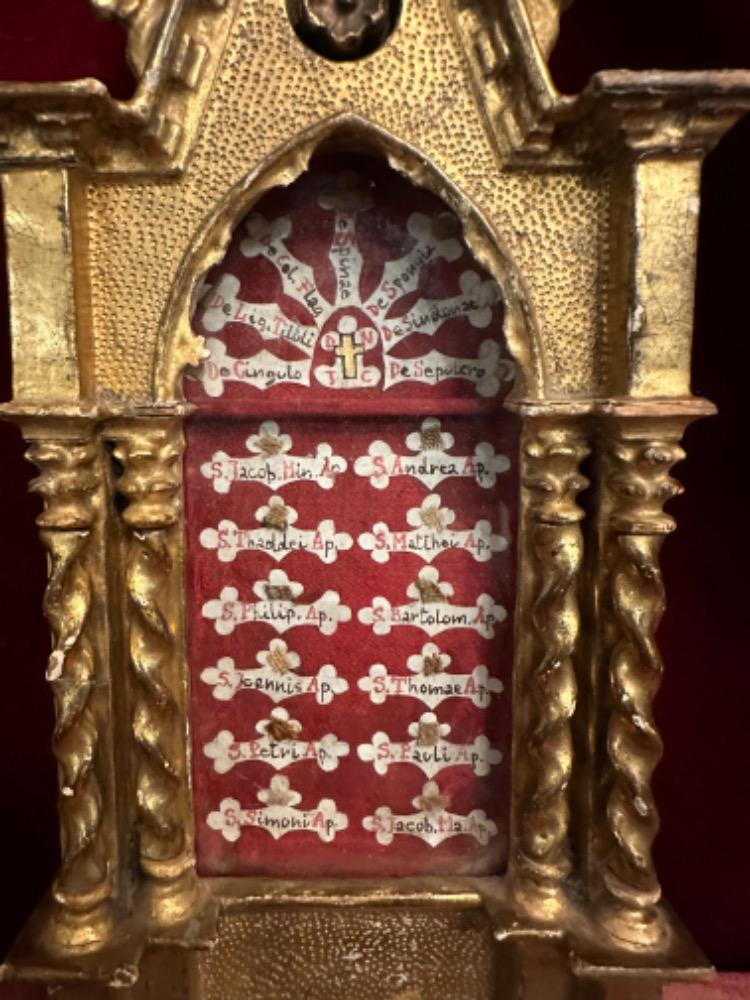 1 Gothic - Style Reliquary - Relic True Cross / S. Crucis & 12 Apostles