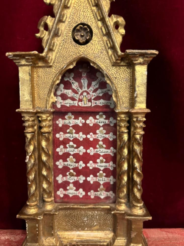 1 Gothic - Style Reliquary - Relic True Cross / S. Crucis & 12 Apostles