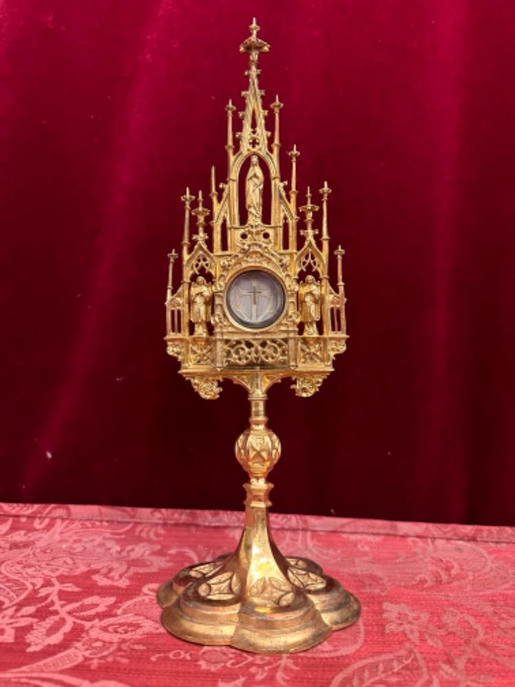 1 Gothic - Style Reliquary - Relic True Cross With Original Document