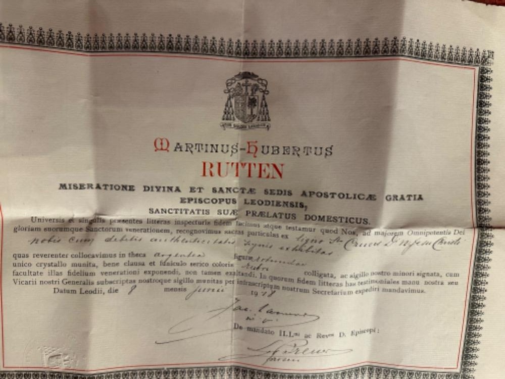 1 Gothic - Style Reliquary - Relic True Cross With Original Document