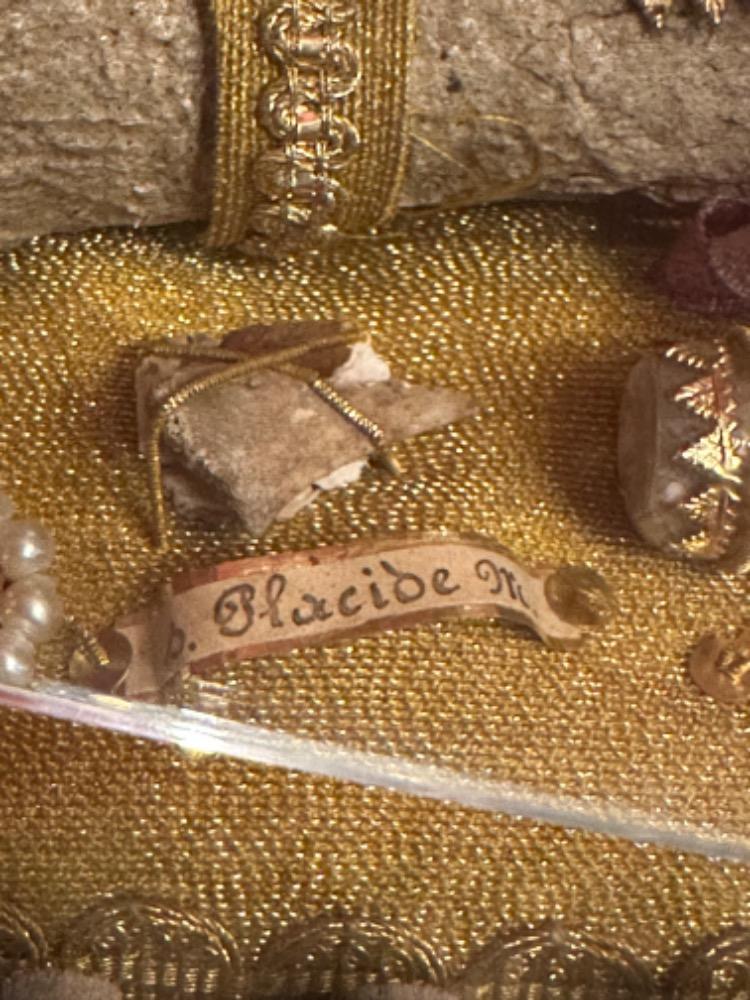 1 Gothic - Style Reliquary - Relics Ex Ossibus ( Bones ) Ex Holy  Places St. Placidus