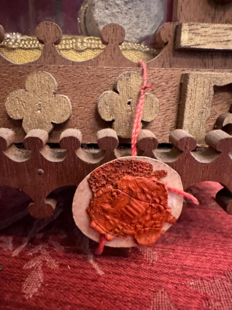 1 Gothic - Style Reliquary - Relics Ex Ossibus ( Bones ) Ex Holy  Places St. Placidus