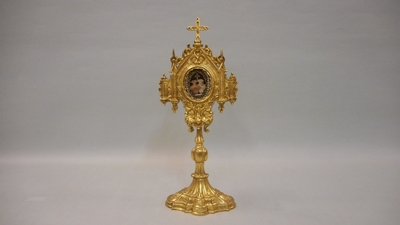 Reliquary With Relic Of The True Cross  style Gothic - style en Bronze / Gilt, Belgium 19th century