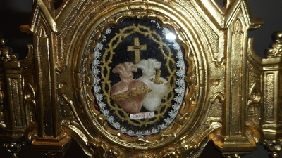 Reliquary With Relic Of The True Cross  style Gothic - style en Bronze / Gilt, Belgium 19th century