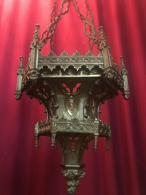 Sanctuary Lamp style Gothic - style en Bronze / Gilt, France 19th century ( anno 1875 )