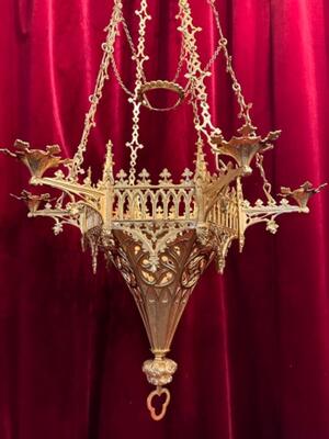 Sanctuary Lamp style Gothic - Style en Bronze / Polished and Varnished, Belgium  19 th century ( Anno 1875 )