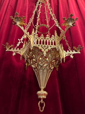Sanctuary Lamp style Gothic - Style en Bronze / Polished and Varnished, Belgium  19 th century ( Anno 1875 )