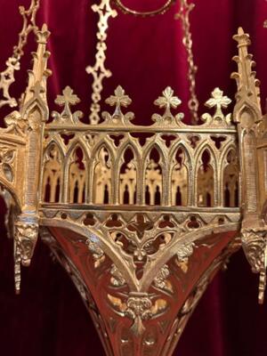 Sanctuary Lamp style Gothic - Style en Bronze / Polished and Varnished, Belgium  19 th century ( Anno 1875 )