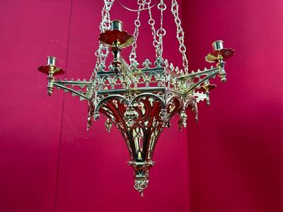 Sanctuary Lamp style Gothic - Style en Bronze / Polished and Varnished, Belgium  19 th century ( Anno 1885 )