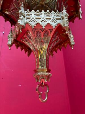 Sanctuary Lamp style Gothic - Style en Bronze / Polished and Varnished, Belgium  19 th century ( Anno 1865 )