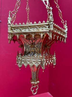 Sanctuary Lamp style Gothic - Style en Bronze / Polished and Varnished, Belgium  19 th century ( Anno 1865 )