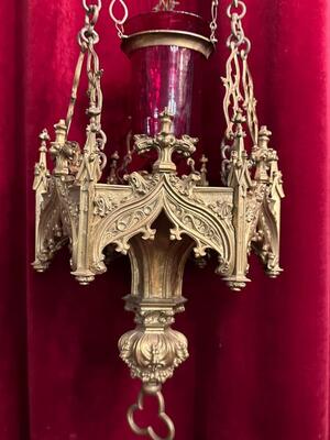 Sanctuary Lamp style Gothic - Style en Bronze Gilt, France 19 th century ( Anno 1875 )