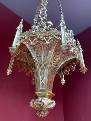 Sanctuary Lamp style Gothic - Style en Bronze / Polished and Varnished, France 19th century ( anno 1890 )