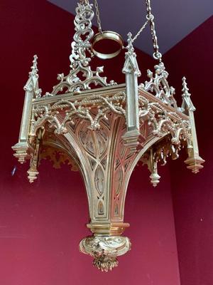 Sanctuary Lamp style Gothic - Style en Bronze / Polished and Varnished, France 19th century ( anno 1890 )