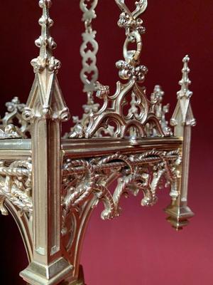 Sanctuary Lamp style Gothic - Style en Bronze / Polished and Varnished, France 19th century ( anno 1890 )