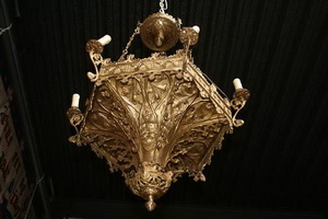 Sanctuary Lamp style Gothic - Style en Brass / Bronze , France 19 th century ( Anno 1890 )