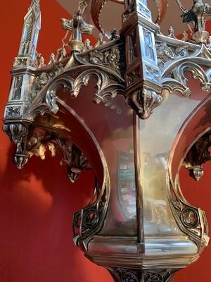 Sanctuary Lamp style Gothic - style en Brass / Plated , Dutch 19th century