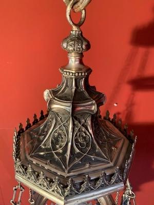 Sanctuary Lamp style Gothic - style en Brass / Plated , Dutch 19th century