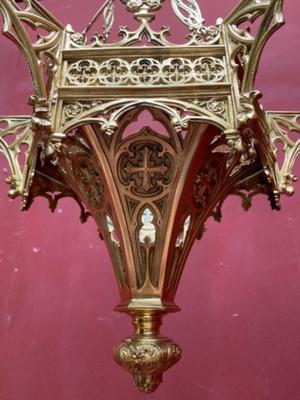 Sanctuary Lamp style Gothic - Style en Bronze / Polished and Varnished, Belgium 19 th century ( Anno 1890 )