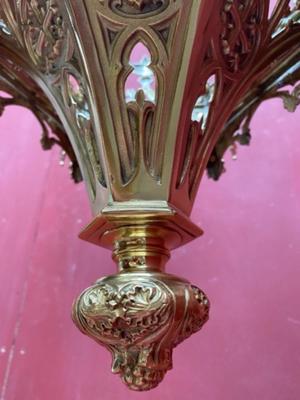 Sanctuary Lamp style Gothic - Style en Bronze / Polished and Varnished, Belgium 19 th century ( Anno 1890 )