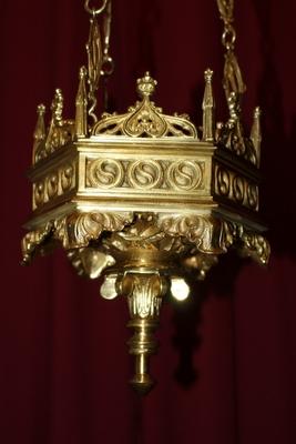 Sanctuary Lamp style Gothic - style en Bronze / Polished and Varnished, France 19th century (Anno 1880)