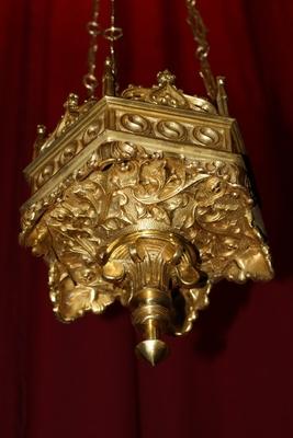 Sanctuary Lamp style Gothic - style en Bronze / Polished and Varnished, France 19th century (Anno 1880)