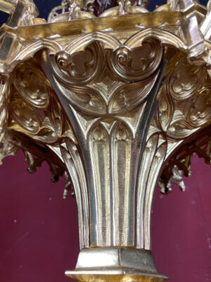 Sanctuary Lamp style Gothic - style en Full Bronze Polished and Varnished, France 19 th century ( Anno 1875 )