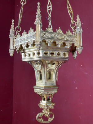 Sanctuary Lamp. style Gothic - style en Bronze / Polished and Varnished, France 19 th century ( Anno 1885 )