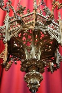 Sanctuary Lamp. Removable Arms ! style Gothic - style en Bronze / Gilt, France 19th century