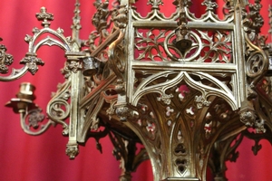 Sanctuary Lamp. Removable Arms ! style Gothic - style en Bronze / Gilt, France 19th century